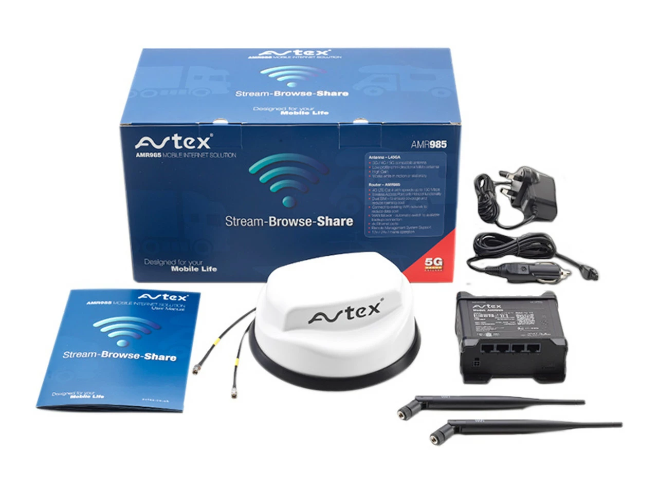 Avtex Router - 3G/4G/5G WiFi Internet Router & Antenna Kit - 12v 1 Avtex Router - 3G/4G/5G WiFi Internet Router & Antenna Kit - 12v