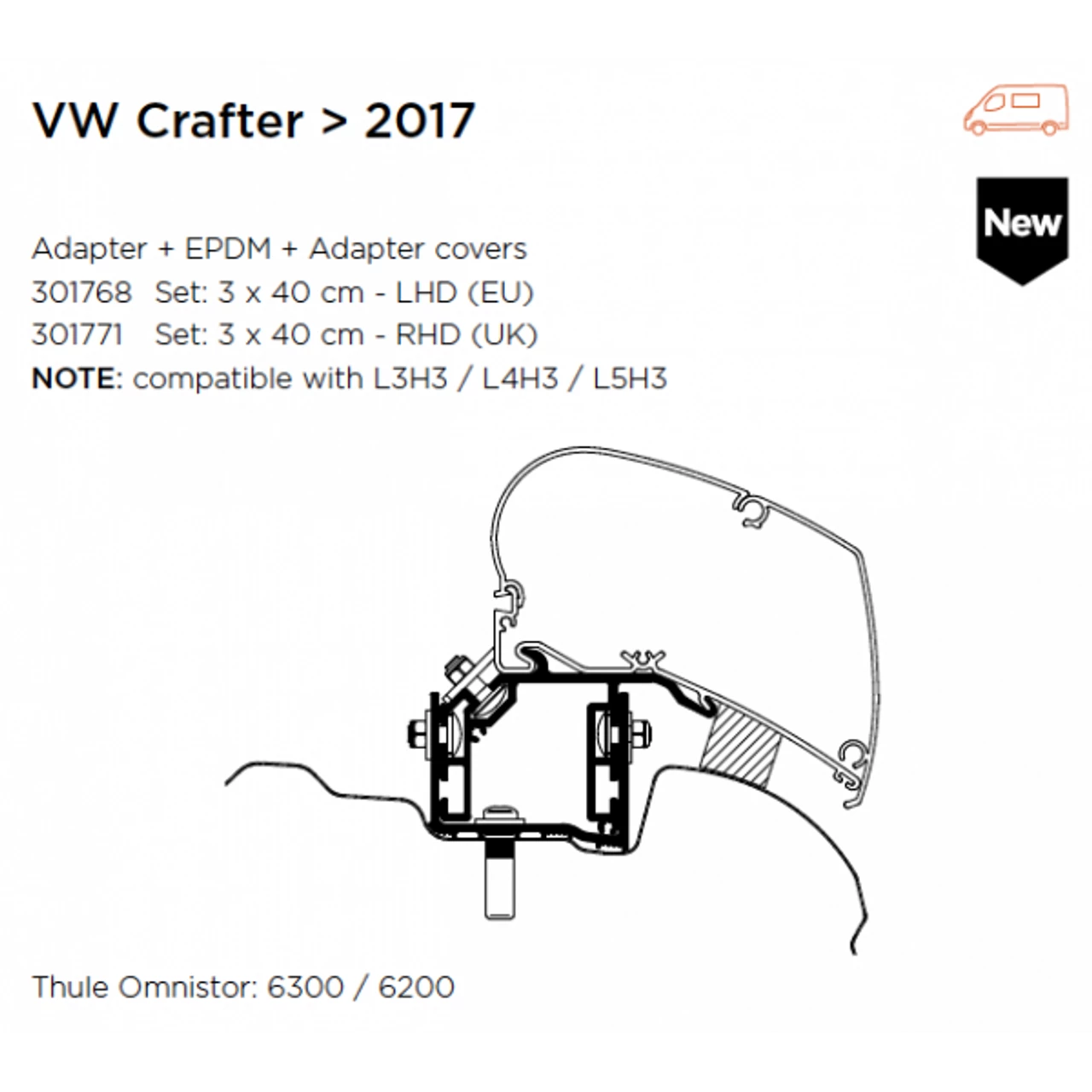 Thule Awning Bracket For Omnistor 6300 - VW Crafter 2018 Onwards 2 Thule Awning Bracket For Omnistor 6300 - VW Crafter 2018 Onwards - Image 2