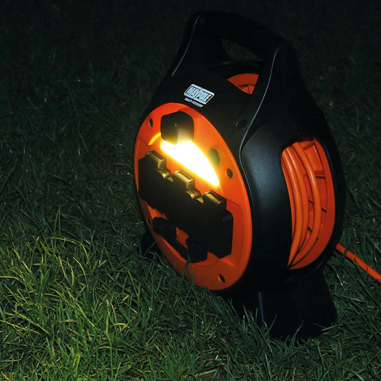 Maypole 15m Roller Mains Unit Camping Hook Up With LED Light 2 Maypole 15m Roller Mains Unit Camping Hook Up With LED Light - Image 2