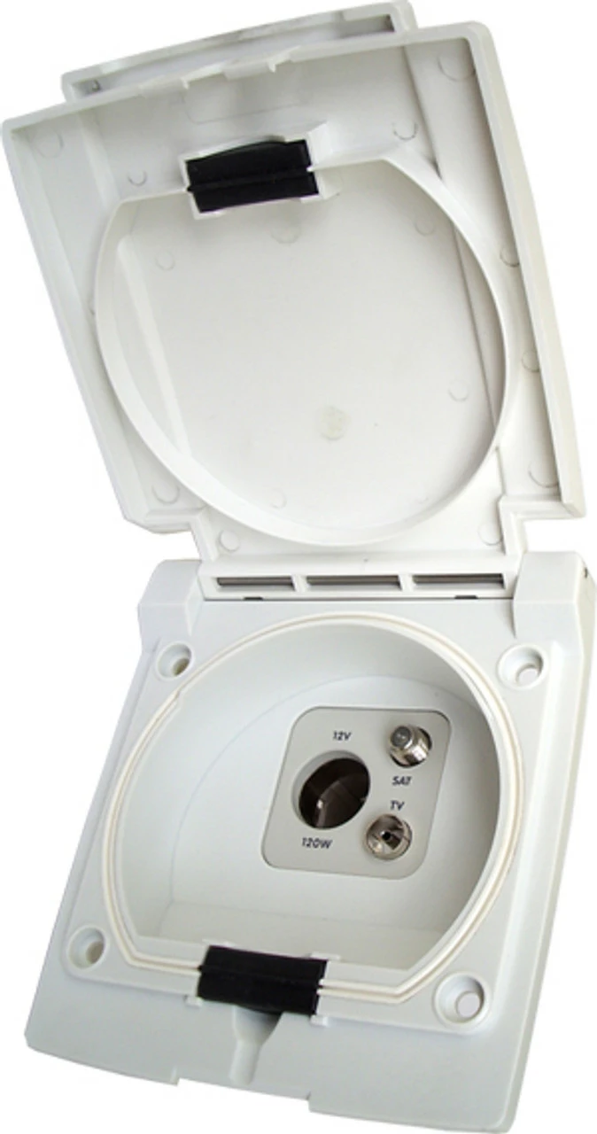 Bullfinch Satellite, TV & 12v Outlet Point - White 1 Bullfinch Satellite, TV & 12v Outlet Point - White